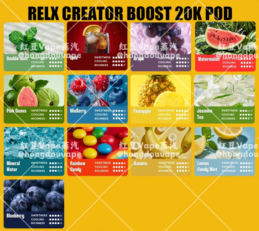 正品relx悦刻creator乐高积木20000口电子烟弹 甜度适中 多口味可选 适配积木杆
