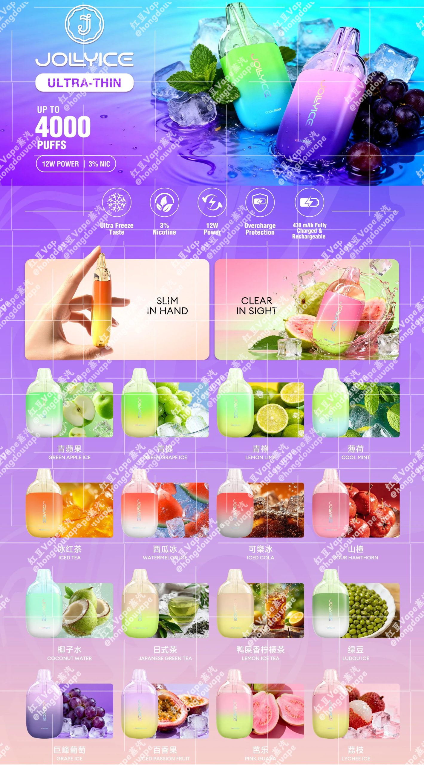 正品JOLLYICE 冰爆一次性电子烟4000口 - 图片 6