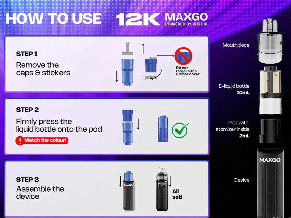 RELX悦刻MAXGO一次性电子烟 功能拆解