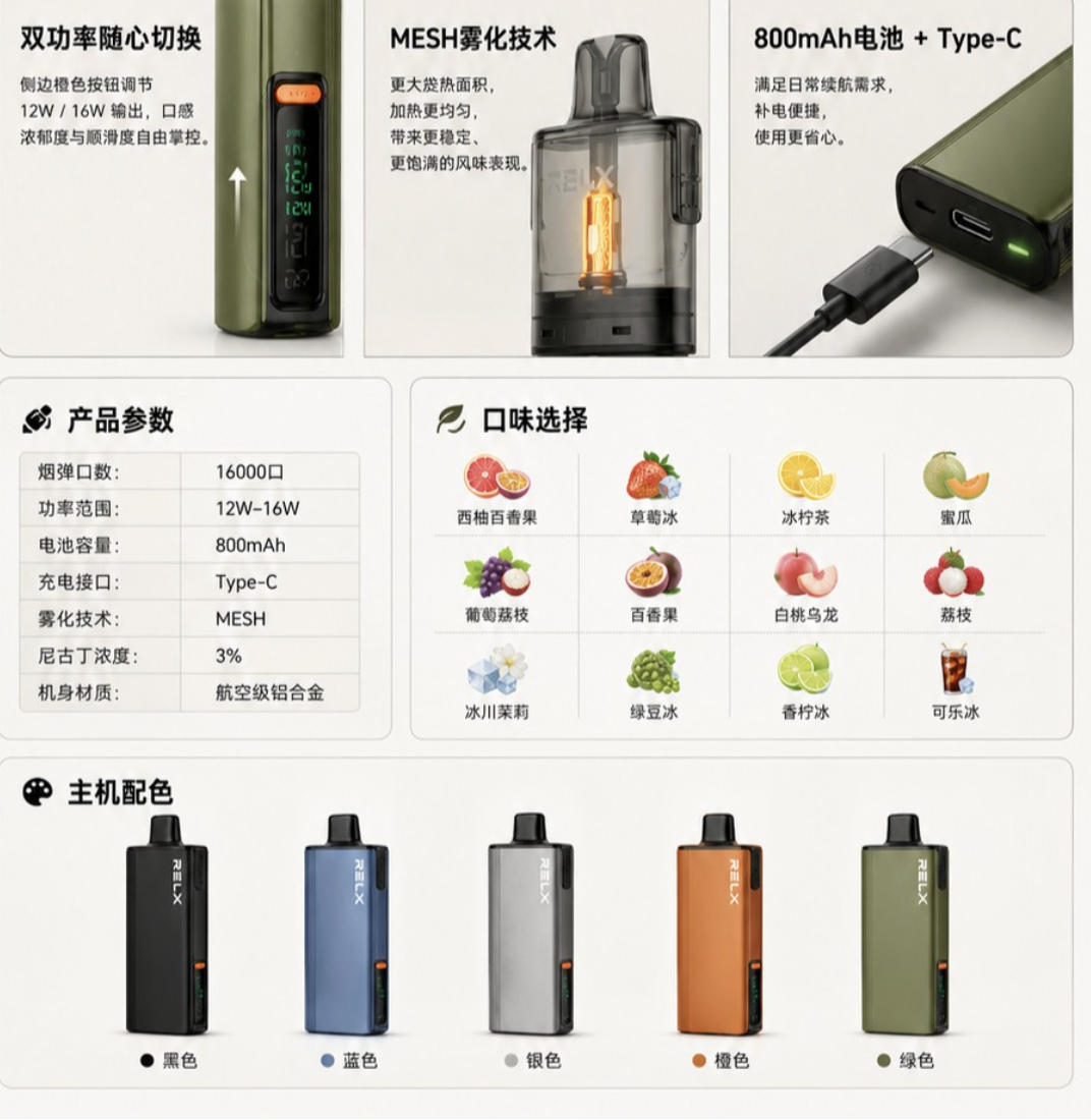 RELX悦刻能量盒PowerCase电子烟杆 专用电子烟弹详解